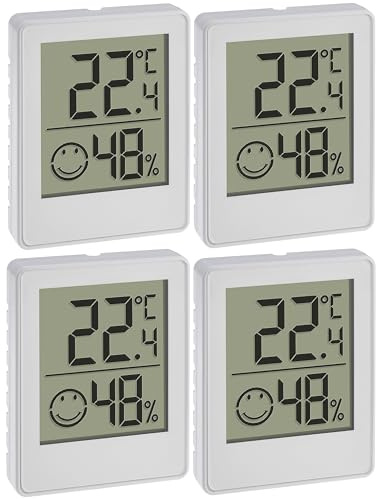 TFA Dostmann Digitales Mini Thermo-Hygrometer, 30.5039.02, Raumthermometer, Temperatur und Luftfeuchtigkeitsmessgerät, mit Smiley Komfortzonen, weiß (4)