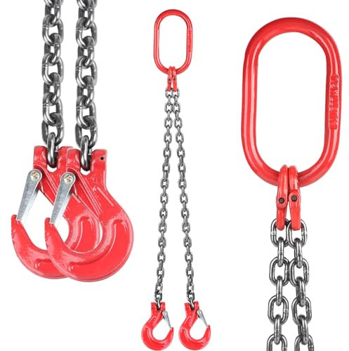 DBREAKS Élingue de Levage 2 Pieds pour Chariot Élévateur - Chaîne en Acier Allié 1m, 8mm, Capacité 2T