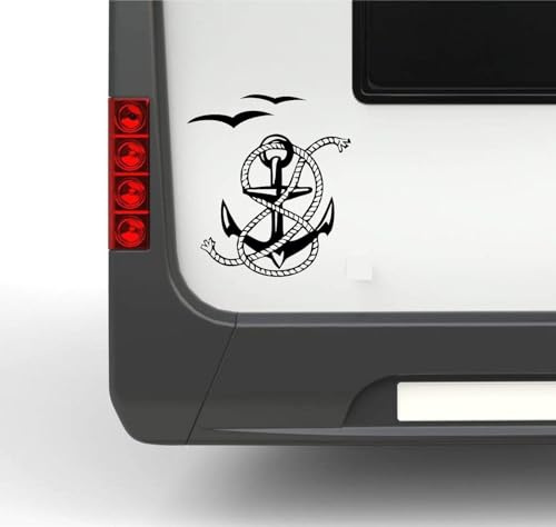 Wohnmobil Wohnwagen Aufkleber Anker mit Tau & Möwen Typ2 ca 30cm hoch Sticker Autoaufkleber