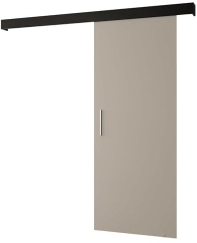 MEBLE KRYSPOL Salwador 1 Schiebetürsystem mit Schienenabdeckung - Innenwand-Schiebetüren - Eingelassene Dachbodentüren - Solide Konstruktion - 80x204 cm - Kaschmir Schwarz Silber
