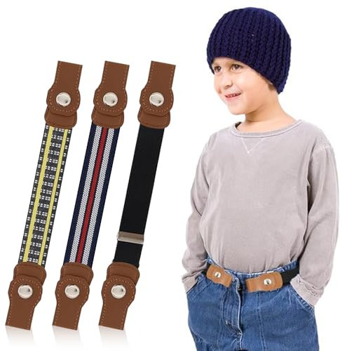 LoNinLoAn 3 Stück elastischer Stretch-Gürtel einstellbar ohne Schnalle für Kinder-Jungen verstellbar für Jeans und Kleid