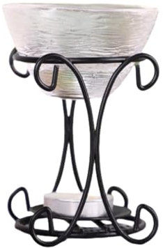ANNIUP 1 Piece Vintage Metal Aromatherapy Oil Burner with Glass Bowl Decorative Aroma Diffuser Wax Burner Essential Oil Diffuser Warmer, Black