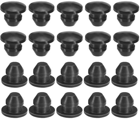 PATIKIL Silicone Round Hole Plugs 4.5mm/0.18inch, 20 Pack Protective Cover Cap Head for Locking Furniture Hole Plugs, Black