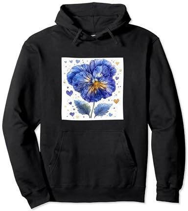 Stiefmütterchen Blumen mit Herzen rund um Boho-Stil Grafik Pullover Hoodie