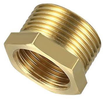TOP-VIGOR Reduzierstück für Sechskantbuchsen, 25 mm Innengewinde auf 32 mm Außengewinde, BSP-Stecker, Messingrohrverschraubung für Gartenwasserrohre
