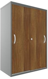 Geramöbel Schiebetürenschrank, 2 Dekor-Einlegeböden, abschließbar, 800x425x1152, Nussbaum/Onyx