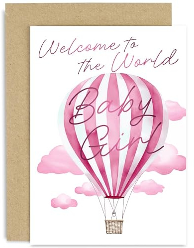 Premium New Baby Girl Card for Parents - Cute Welcome To The World Baby Girl Card for Mummy Daddy Grandparents - Special Card for Niece Granddaughter - New Baby | Blank Inside