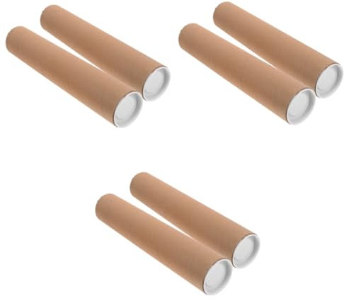 NUOBESTY 6 Stk Papierrohr runde Versandrohre Versandhülsen aus Kraftpapier Dokumente Aufbewahrungsrohr Rohrposter Posterrolle feuerungsanlage für Versandhülsen mit Kappen Khaki