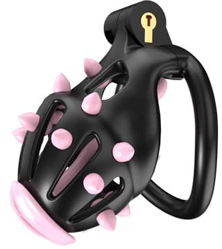 Hdynasty Gabbia Fissa da Uomo Rosa con Punte morbide in Silicone Leggera e Facile da trasportare 100g-110g con 5 Anelli ad Arco Fisso (Punte morbide Rosa) (Nero, D5)
