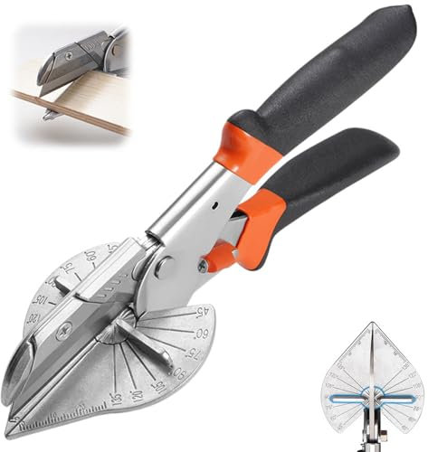 Miter Shears, Angle Mitre Shear Cutter with 2 Replacement Blades, Angle Cutter Adjustable at 45 to 135 Degree, Hand Tools for Cutting Soft Wood, Plastic, PVC, (1PCS)