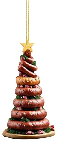 Weihnachtsbaum Wurst Anhänger, 2D Würstchen Weihnachtsanhänger Deko, Acryl Anhänger Weihnachten, Weihnachtsbaumschmuck für Weihnachtsfeier, Christbaumschmuck