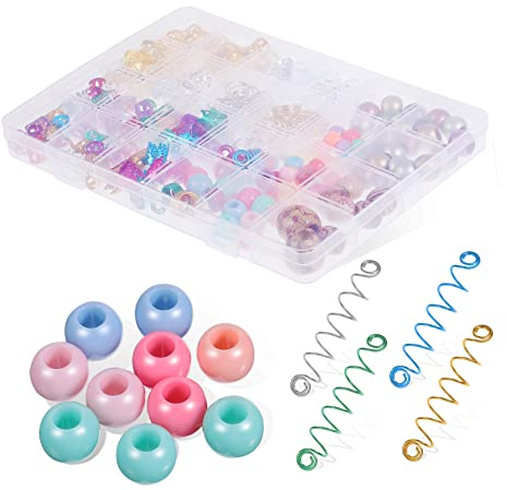 CALLARON 278 Stück Haarschmuck für Zöpfe mit Spiralclips Flechtringen und Perlen Dreadlock Accessoires für Erwachsene und Kinder Flexibler Schmuck für Partys und Hochzeiten