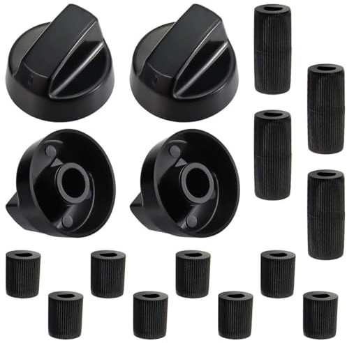 SGERUFZ Juego Universal de Perillas de Control (16 piezas), Botón de Gas para Cocina de Gas, Pomo Giratorio para Estufa de Gas, para Horno a Gas, Placa de Cocción y Cocina, Botones Negros (Negro)