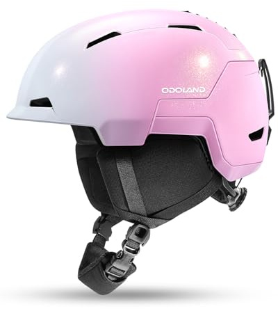 Odoland Casco da Sci Unisex, Casco da Snowboard per Uomo e Donna, Protezione Ottimale Ventilazione, Taglia Regolabile per Adulti Caschi per Snowboard e Sci Alpino, Rosa Sfumata
