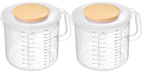 Toyvian Tazas Medidoras de Plástico con Tapa 2.5l 2 Piezas para Mezclar y Medir Líquidos con Escala Clara Ideales para Repostería y Cocina en Casa