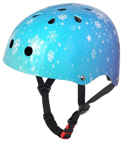 Kids Toddler Girl Bike Helmet, Adjustable Bicycle Helmet from Infant Baby to Children, Multi-Sport for Scooter Skateboard Roller/Inline Skate (Glitter Snowflake)