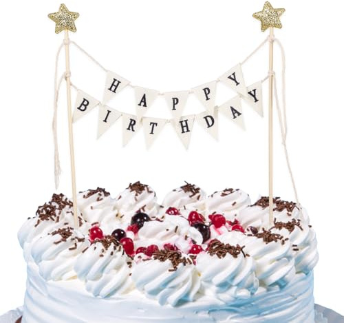 IANFAN Mini Happy Birthday Banner, Personalized Cake Topper