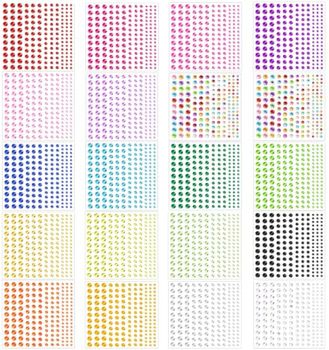 Glitzersteine Selbstklebend 3300 Stück, 20 Farben, 3/4/5/6mm, für Basteln | Bunte Selbstklebend Strasssteine, Ideal für DIY, Basteln, Kinderhandwerk & Dekoration – einfach aufkleben & kreativ sein!