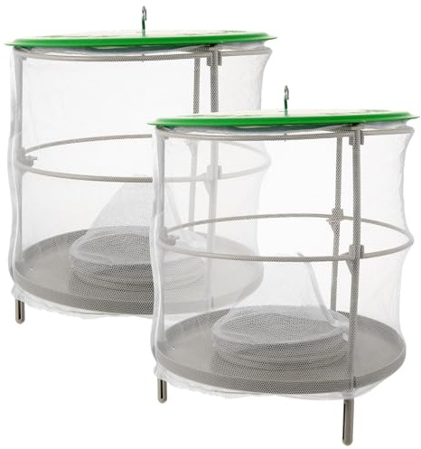 BESPORTBLE Lot de 2 Cages Suspendues Extérieures Filet Blanc et Protection Pluie Filet D’Élevage Léger en Tissu à Mailles Piège à Mouches pour Ferme Ranch et Espaces Publics