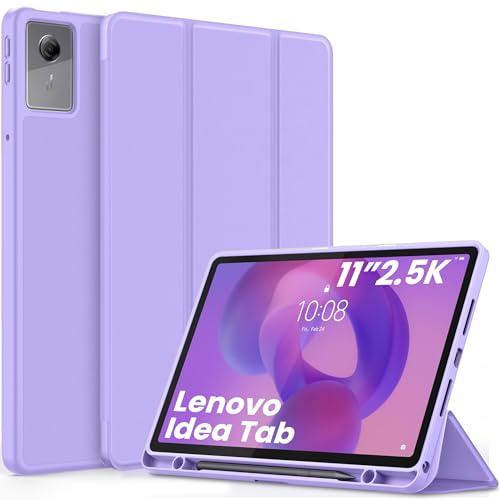 EasyAcc Custodia per Lenovo Idea Tab 11 pollici Tablet 2025 con portapenne TB-336ZU TB-336FU, ultra sottile, con funzione di supporto, in pelle sintetica (viola)