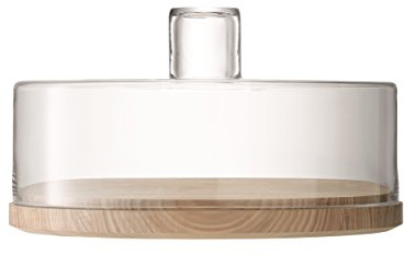 LSA International Lotta LW08 Campana para quesos o empanadillas, transparente, con base de fresno, 32 cm de diámetro