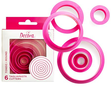 Decora 0255300 Set 6 Round Cookie Cutters Cm1,5/2,5/3,5/5/6,5/8