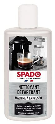 SPADO - Détartrant machine expresso - Elimine le tartre - Convient pour les cafetières et bouilloires - 96,8% ingrédients naturel - Contact alimentaire - 250 ML - Fabriqué en France