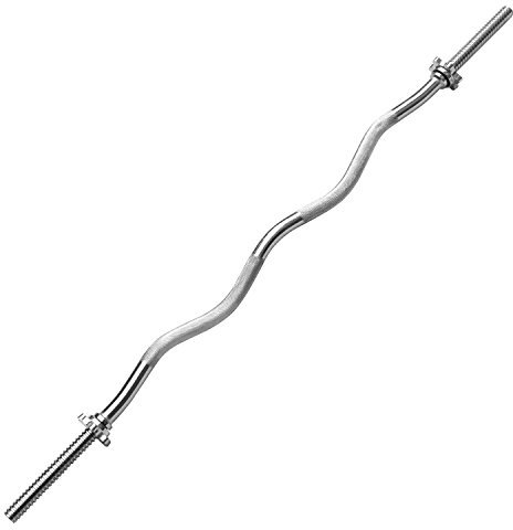 PROIRON SZ Curlstange Länge 120cm, Ø 25mm verchromt & gerändelt, SZ Hantelstange mit Sternverschlüssen, Curl Stange Langhantelstange