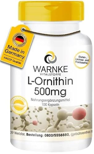 L-Ornithine Capsules - 500mg - végétalien - 100 Capsules | Warnke Vitalstoffe - Qualité des pharmacies allemandes