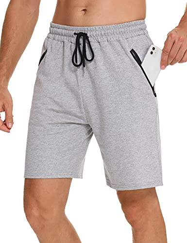 Wayleb Kurze Hosen Herren Sommer Sporthose Baumwolle Reißverschlusstaschen