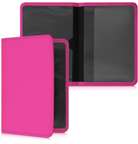 kwmobile Porte permis de conduire carte grise avec compartiments cartes passeport - Étui portefeuille de protection en néoprène fuchsia