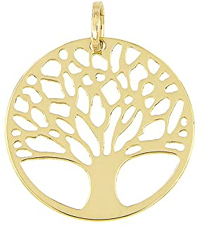 Lucchetta – Anhänger Baum des Lebens aus 9 Karat Gelbgold – Durchmesser 17 mm – Schmuck für Damen Mädchen Kinder – Made in Italy zertifiziert