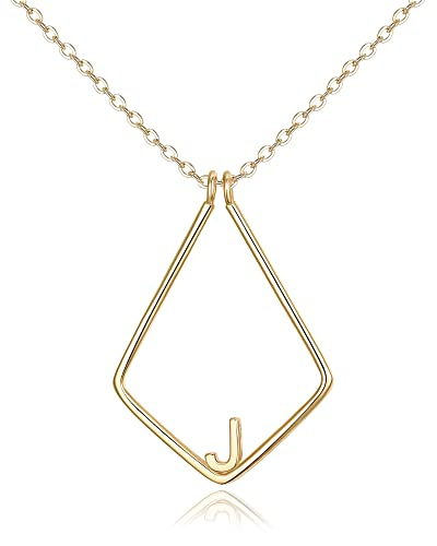 Clearine Ringhalter Halskette für Damen Mädchen 925 Sterling Silber Buchstabe Geometrischer Anhänger Kette