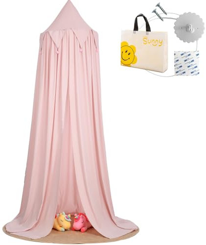 MRWiZMS Betthimmel | Baldachin Kinderzimmer | Himmel Babybett Kinder Schlafzimmer Dekoration für Höhle, Spielzimmer | Geschenk für Babydusche, Neues Baby, Älteres Kind (Rosa)