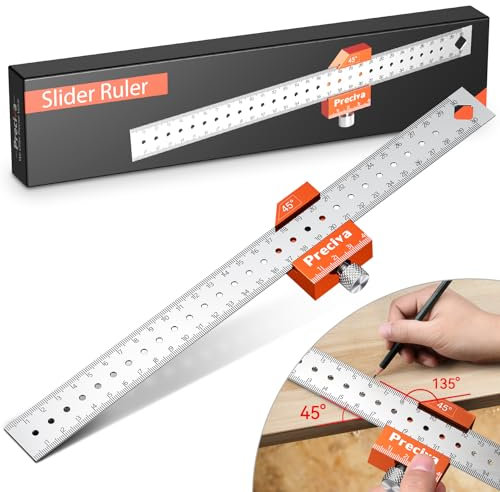 Righello Falegname,Preciva Carpentiere Posizionamento,Steel Ruler,Righello di Misurazione Dell'angolo,Righello di Misurazione Della Lunghezza,Measuring Tools