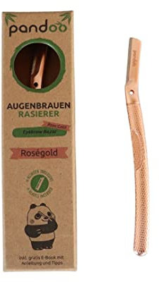 Augenbrauen-Rasierer aus Metall | inkl. 4 Klingen | Wiederverwendbarer Augenbrauenrasierer, Gesichtshaarentferner, Rasiermesser | 2 Farben (Rosegold)