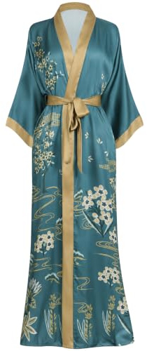 Aensso Long Soft Lightweight Silk Kimono Robes for Women Accappatoio Donna, Notte Stellata, Taglia Unica