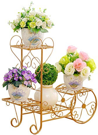 FLBT Pflanzenständer Blumenständer Blumenwagen Rack Display Metall Indoor Blumentopf Regal Garten Dekorative Blumentopfhalter Perfekte Dekoration (Color : Black, Size : M)
