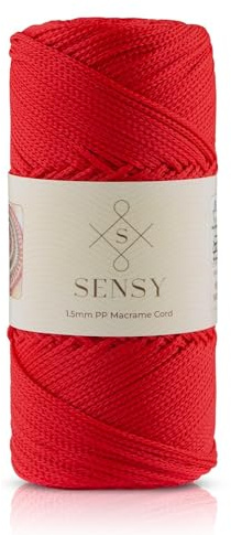 S Sensy - Rot 1.5MM Premium Polypropylen Makramee-Kordel, 100g, 150m