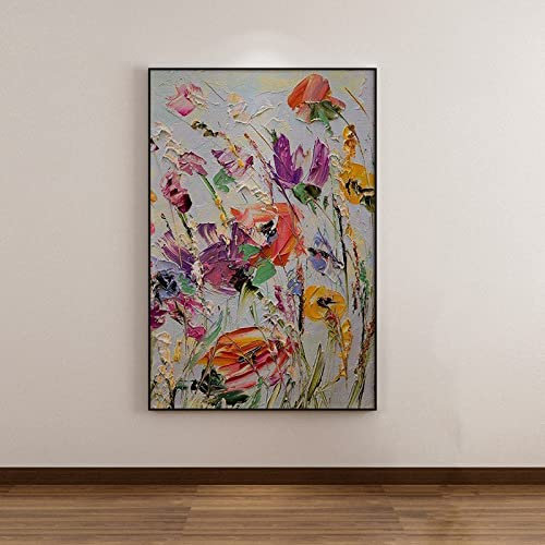 Acrylbilder Auf Leinwand Handgemalt, Farbe Textur Gesang Blume Ästhetik Abstrakte Kunst Moderne Kunstwerke Rahmenlose Handgemalte Ölgemälde Auf Leinwand Wandkunst Für Wohnzimmer Schlafzimmer B