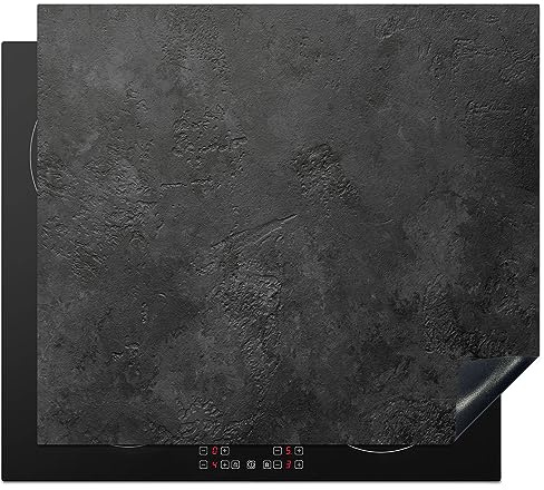 MuchoWow© Protège-plaque à induction | 60x52 cm - Plaque Protection Vitrocéramique Induction - Vinyl - Béton - Texturé - Industriel - Noir - Gris - Couvre Plaque
