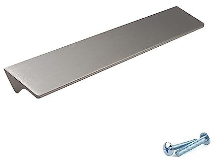 M4TEC Fingerzug-Griffe aus Metall Moderne Küchentürgriffe Schrankzuggriffe Schubladen-Ziehgriffe Schlafzimmer Bad Möbelgriffe. Serie VD8: 128 mm BA Edelstahl gebürstet