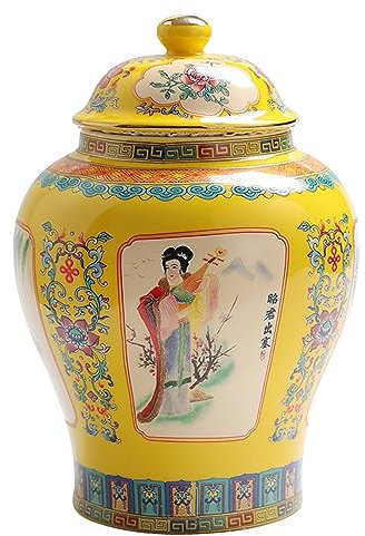 TEmkIn Ingwerdose, antike Porzellandose, Tee-Vorratsdose mit versiegelten Deckeln, glasierte Vase, Keramik-Vorratsdosen für Sammlung, Hochzeiten, Büro, Schreibtisch-Dekor, Stil A