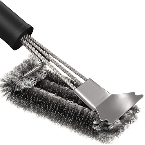 Grill-Reinigungsbürste und Schaber – 45,7 cm Edelstahl-Grillrost-Reiniger – Grilldrahtbürste für Grill – sicheres Grillzubehör und Werkzeuge für Weber Gas/Holzkohle/Elektro/Infrarot