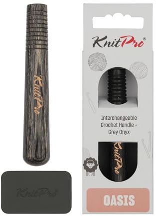 KnitPro Oasis Inter. Croch. Haken Holzgriff, grauer Onyx, 1 Stück