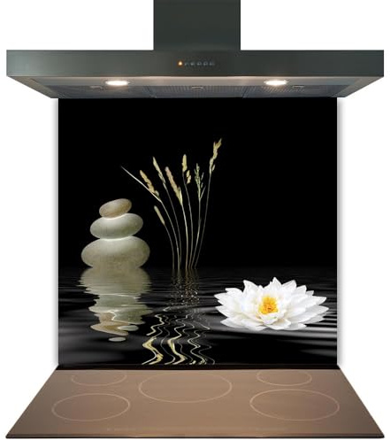 Glass Kitchen Splashback Panel – Design 2017, 60x80cm, 6mm Toughened Heat Resistant Tempered Glass Hob Backsplash with Polished Edges, Easy Clean Cooker Wall Protector for Modern Kitchen Cooker & Hob