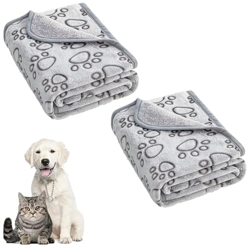 KFSCIP 2 Pcs Pet Blanket, Dog Blanket, Cat Blanket for Small Medium Dogs, Cats, Blankets Ideal for Sofas, Beds & Car Seat (Grey)