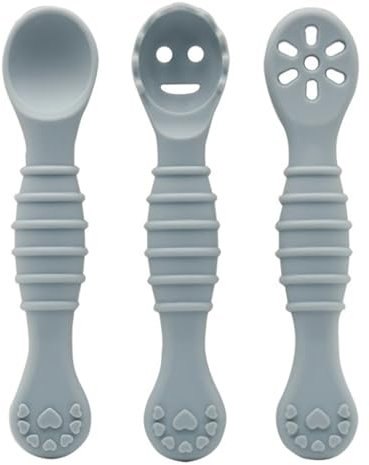 Silikon Babylöffel Lernlöffel, 3-teiliger Baby Lernlöffel Silikon, Fütterlöffel und Zahnungshilfe, Weich Esslernlöffel Baby Löffel Brei ab 4 6 Monaten zum Selber Essen, BPA Frei
