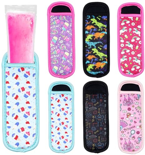 6 Stück Popsicle Halter, Eis-Lolly-Halter für Kinder, Neopren Eishüllen | Ice Pop Neopren Anti Frosting Sleeves, Wiederverwendbare Mehrfarbige Eishüllen, für Kinder Eisgetränke Sommerparty