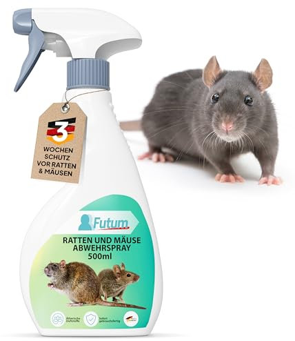 NEU FUTUM Ratten & Mäuse Abwehrspray 500ml – Effektive Rattenabwehr für Haus & Garten – Mittel gegen Ratten & Mäuse – Mäuse Spray mit Langzeitschutz – Nachhaltig Ratten vertreiben – Mäuseabwehr
